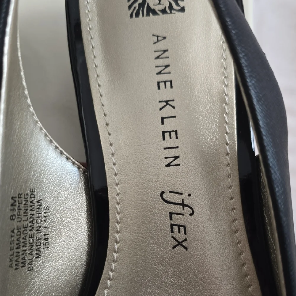 Anne Klein Black Floral Slingback Heels